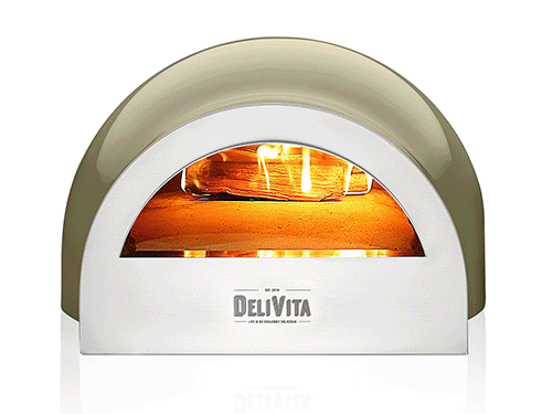 DeliVita Eco Wood & Gas Fired Oven - Olive Green + Regulator & Hose