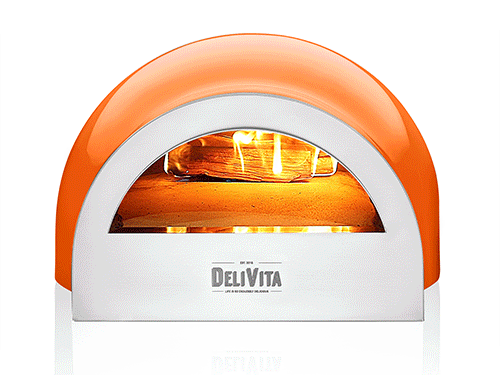 DeliVita Eco Wood & Gas Fired Oven - Orange Blaze + Regulator & Hose