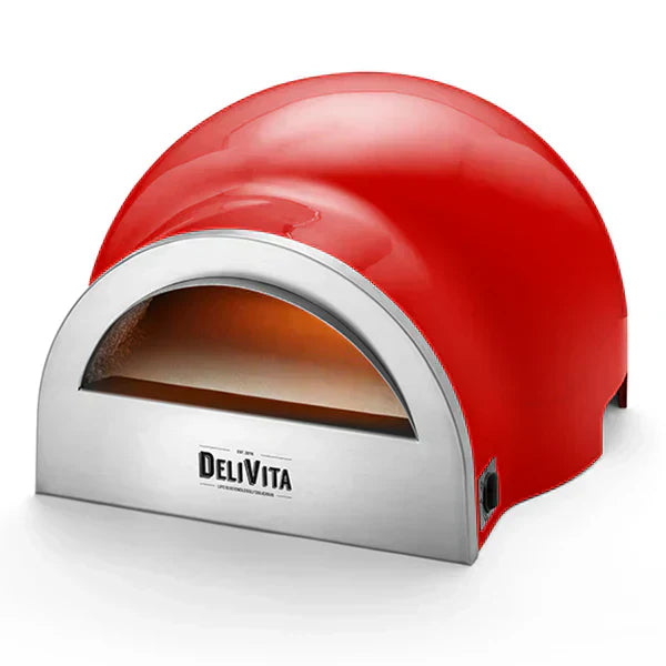 DeliVita Eco Wood & Gas Fired Oven - Chilli Red + Regulator & Hose